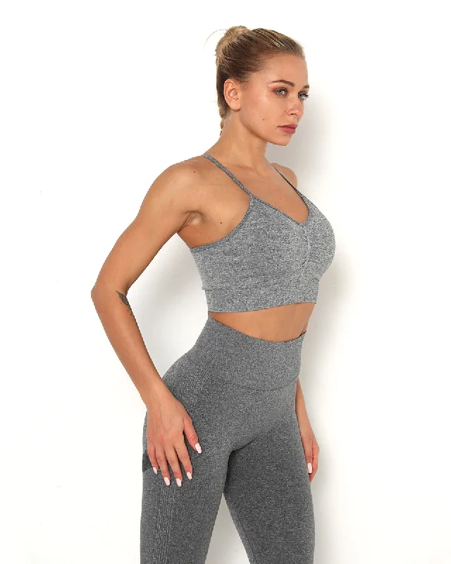 Sports bra for wet trails -Amplify Scrunch Seamless Sports Bra - Dark Gray