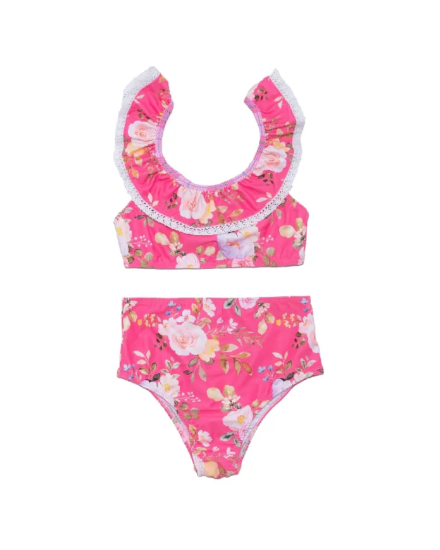 swimwear vivid vibes -Ruffle Neck Bikini