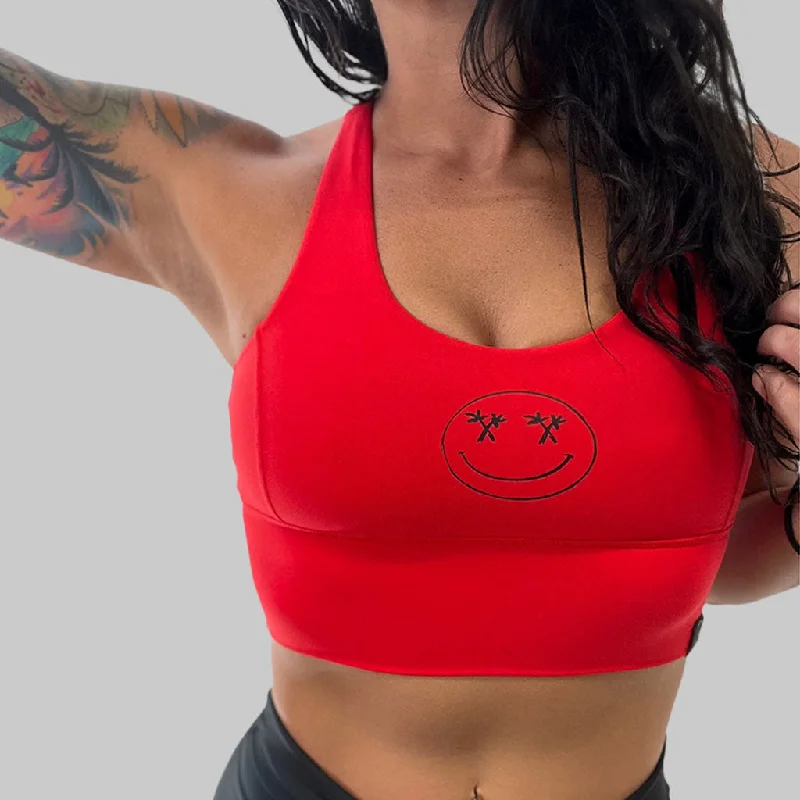 Sports bra with dynamic sprints -Salty Savage Ladies "Palm Smile" X Back Sports Bra | Cocoa Beach Performance