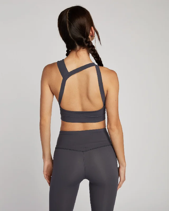 Sports top with ripple shape -Audrey Crop - Carbon