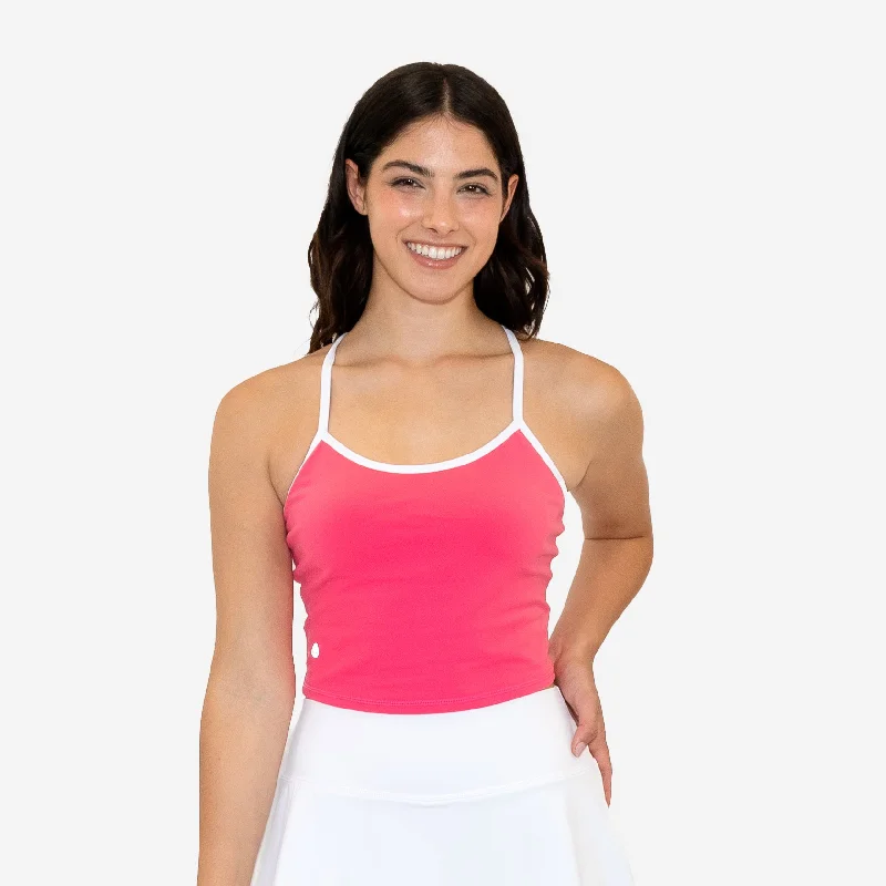 Sports top with airy neck -Sculpt Ava Crop Top - Dragonfruit / White