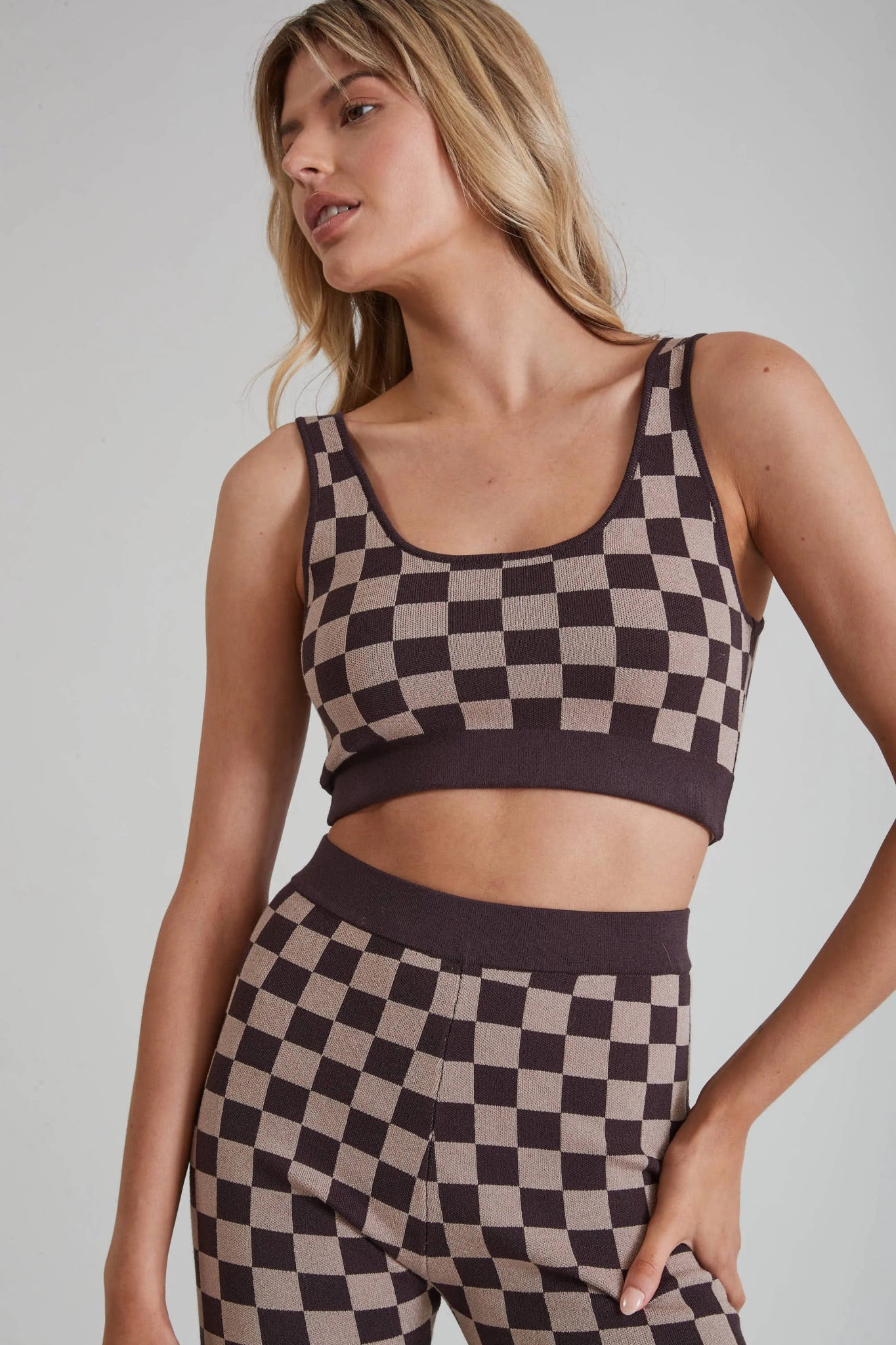 Sports top with split shape -Check Mate Crop