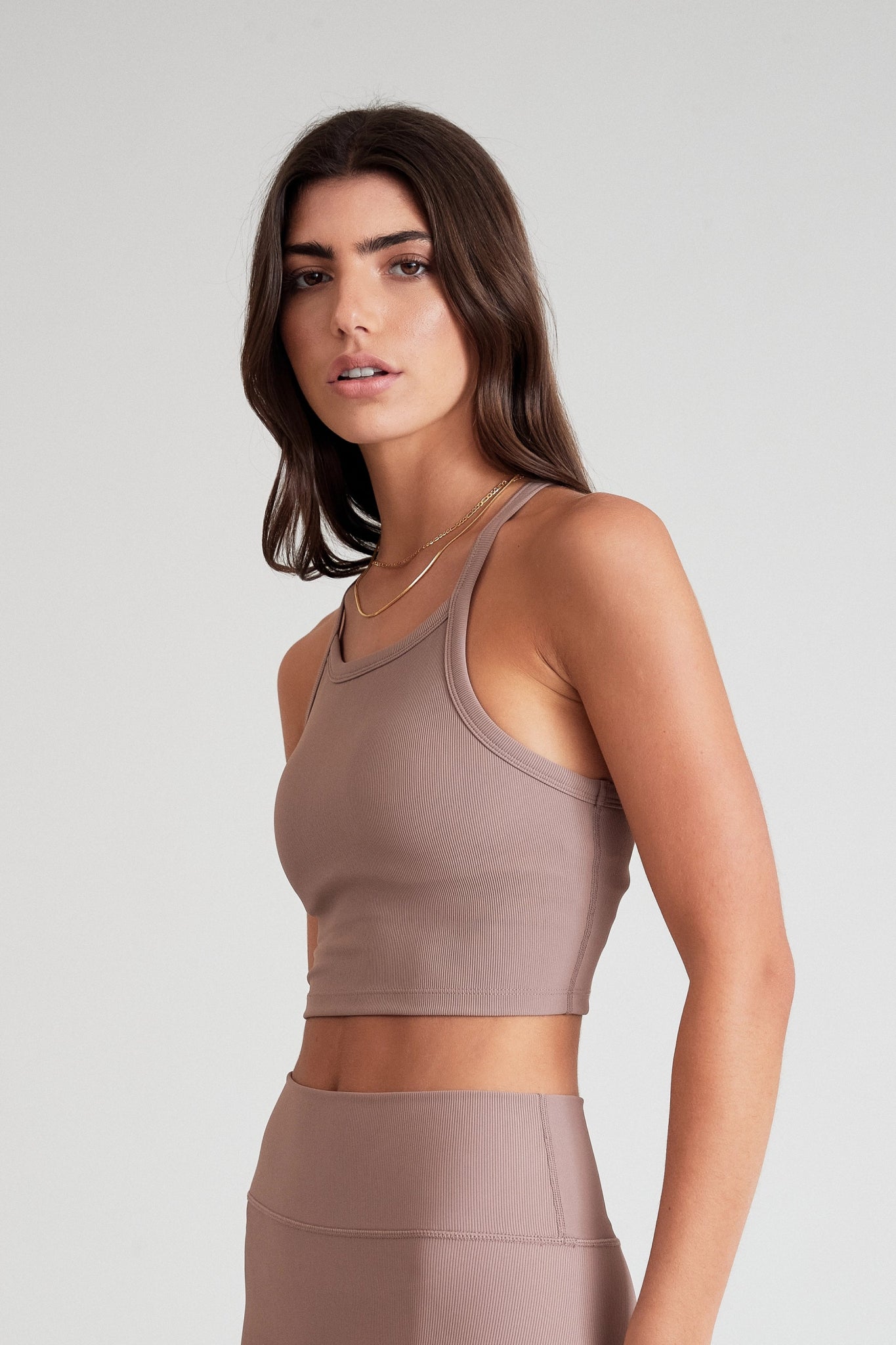 Sports top for snowy runs -EcoRib Strap Racer Crop