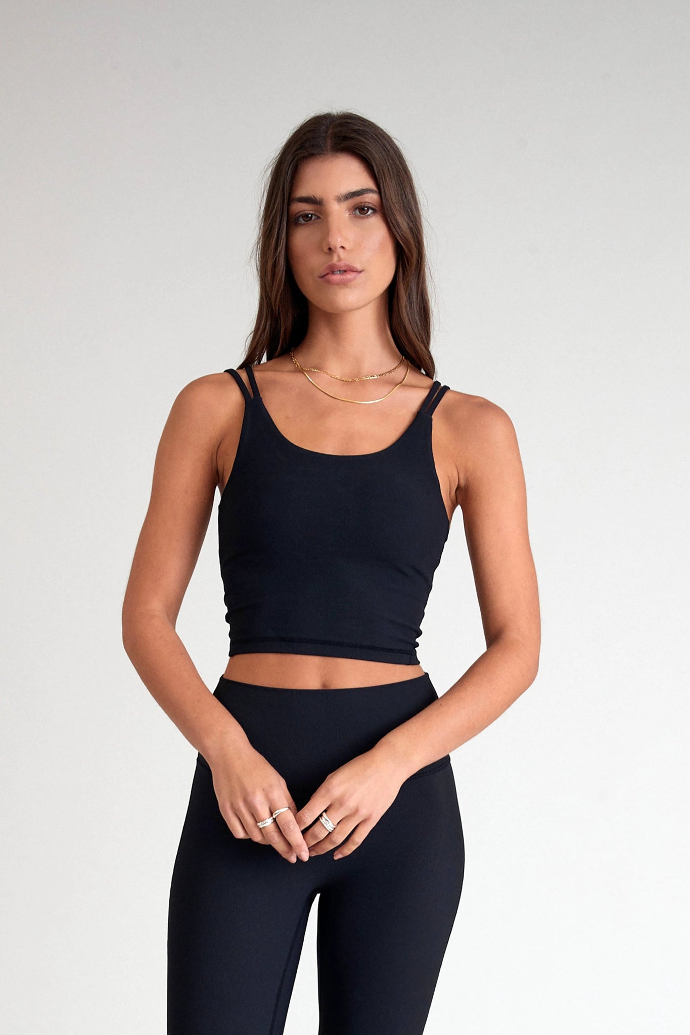 Sports top with thick shape -EcoRib Strappy Crop