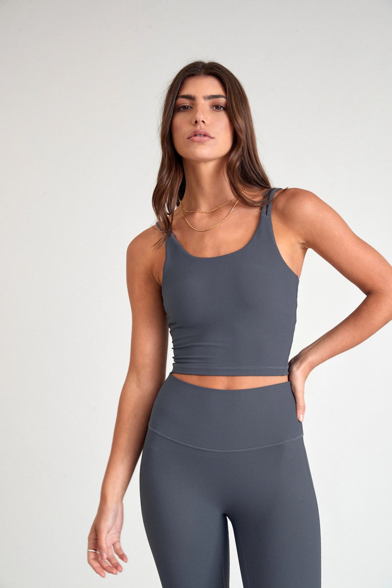 Sports top with orbit shape -EcoRib Strappy Crop