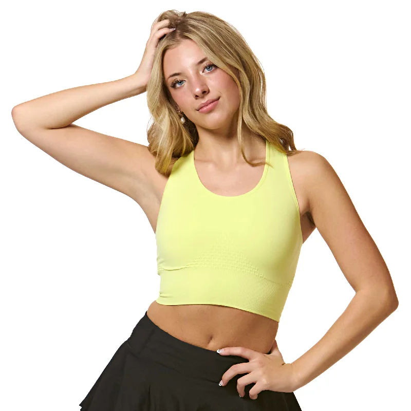 Sports top for crag climbing -Fearless Seamless Crop Top - Yellow