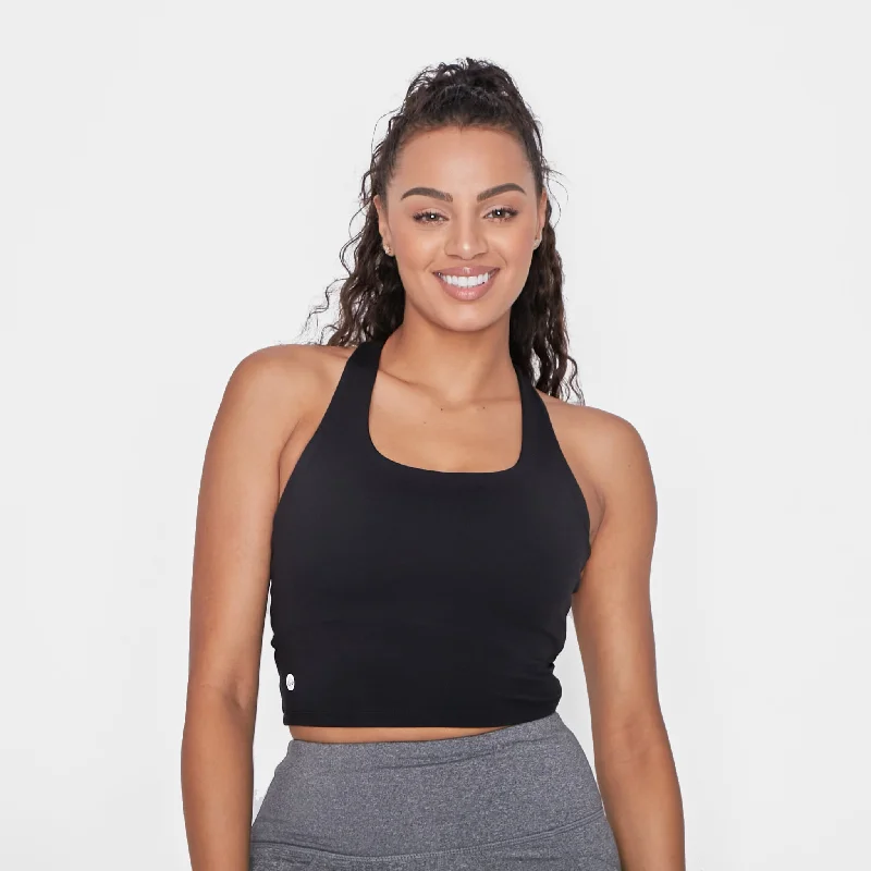 Sports top with light trim -Harmony Crop Top - Black