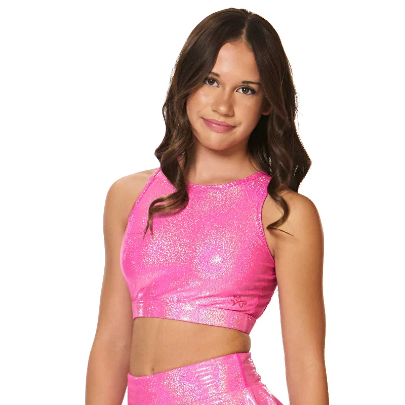 Sports top with firm shape -Ignite Backless Crop Top - Pink Sapphire