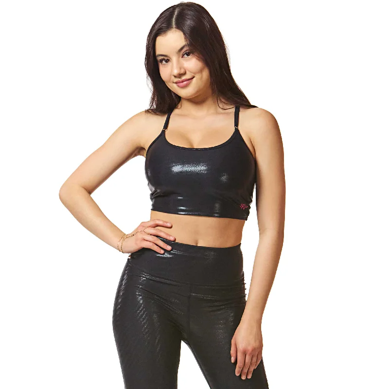 Sports top for quick dashes -Ignite Crop Top - Black Onyx