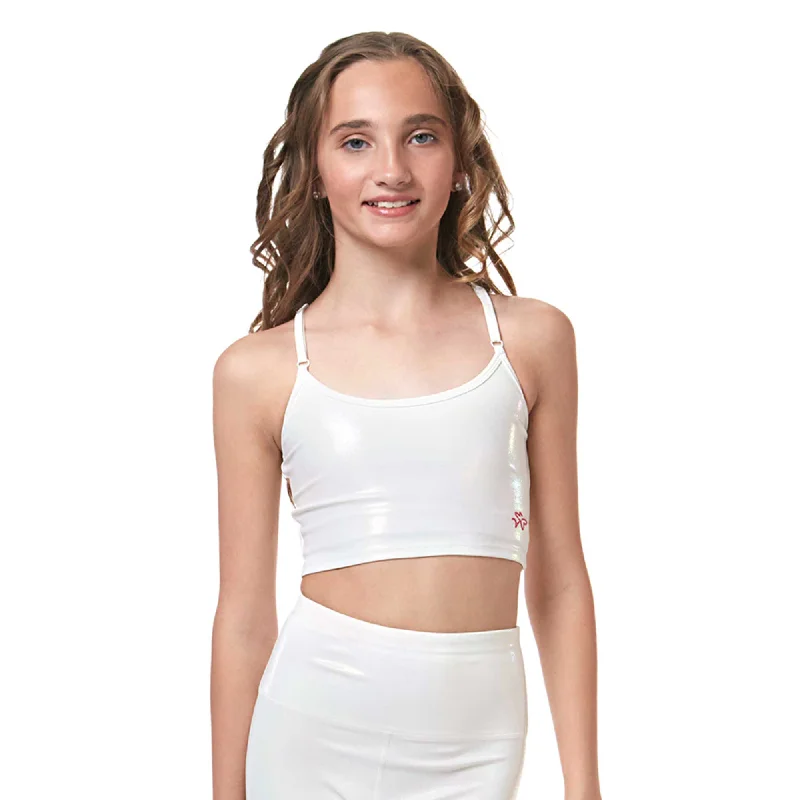 Sports top with curve trim -Ignite Crop Top - Pearl