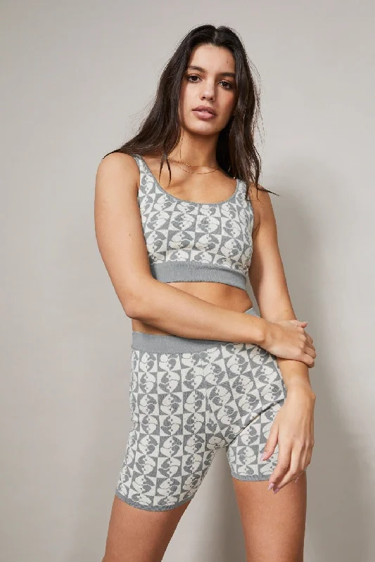 Sports top for rainy jogs -Jacquard Crop Top