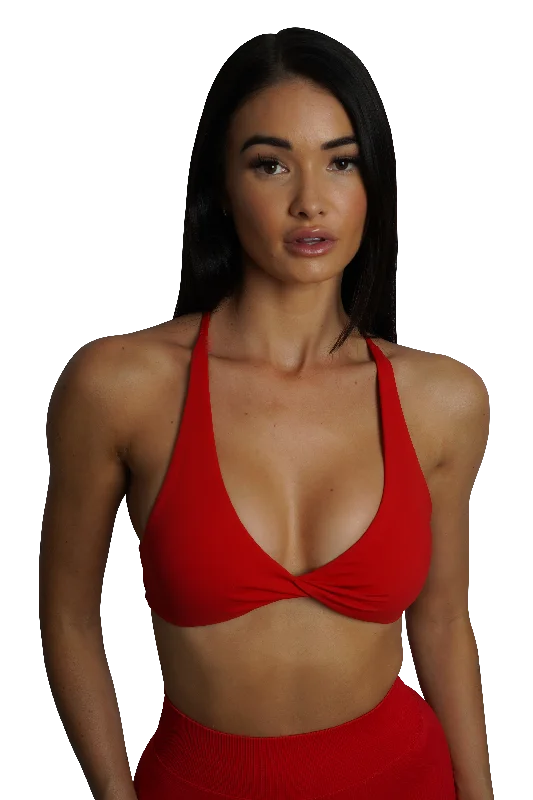 Sports top with quilted pattern -KALI CROP - RED