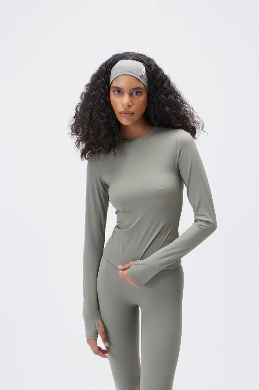 Sports top for dynamic cardio -Ultimate Long Sleeve Top - Olive Green