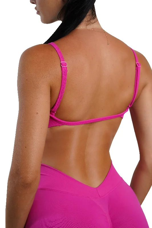 Sports top with breezy trim -Minimal Crop - Fuchsia