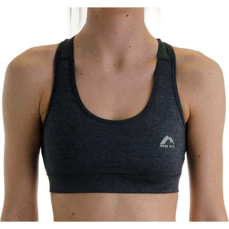 Sports top with tailored shape -More Mile Train To Run Womens Running Crop Top - Grey