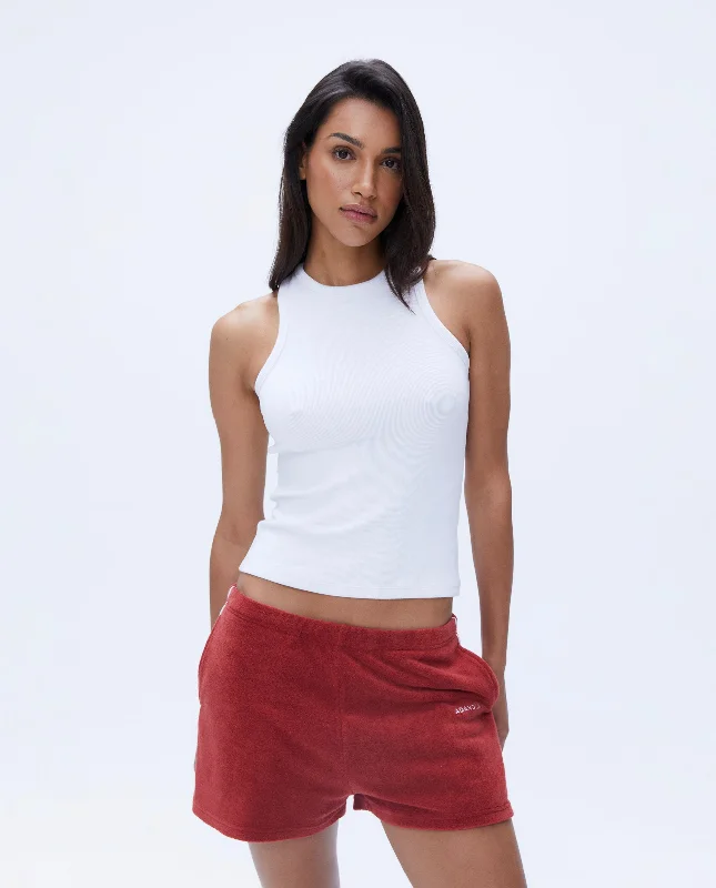 Sports top with ripple shape -Rib Racer Vest Top - White/Classic Red