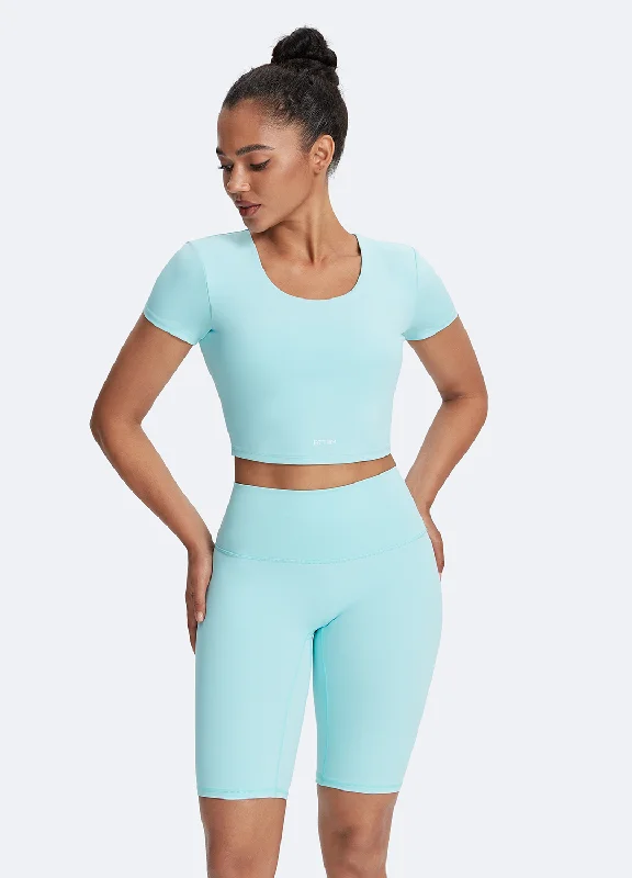 Sports top for battle ropes -Round Neck Crop Top