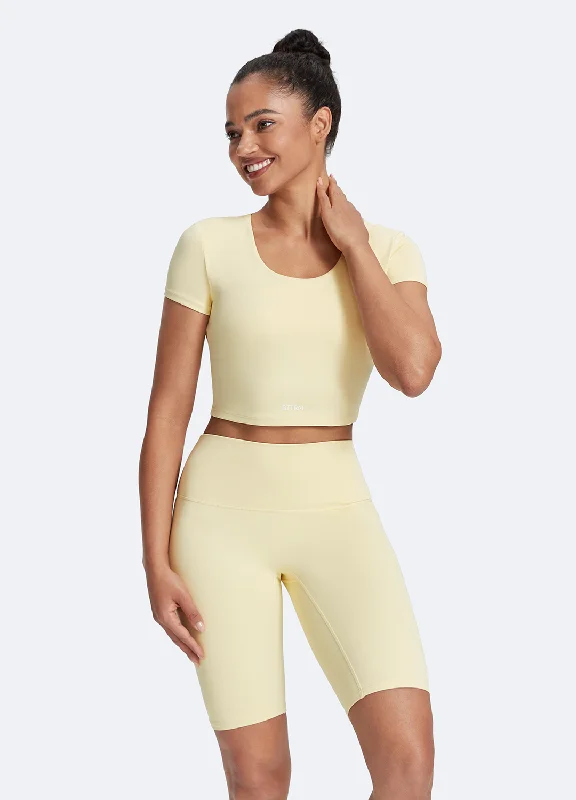 Sports top for indoor tennis -Round Neck Crop Top