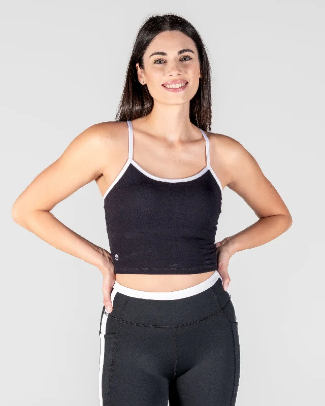 Sports top with sheer shape -Sculpt Ava Crop Top - Black & White