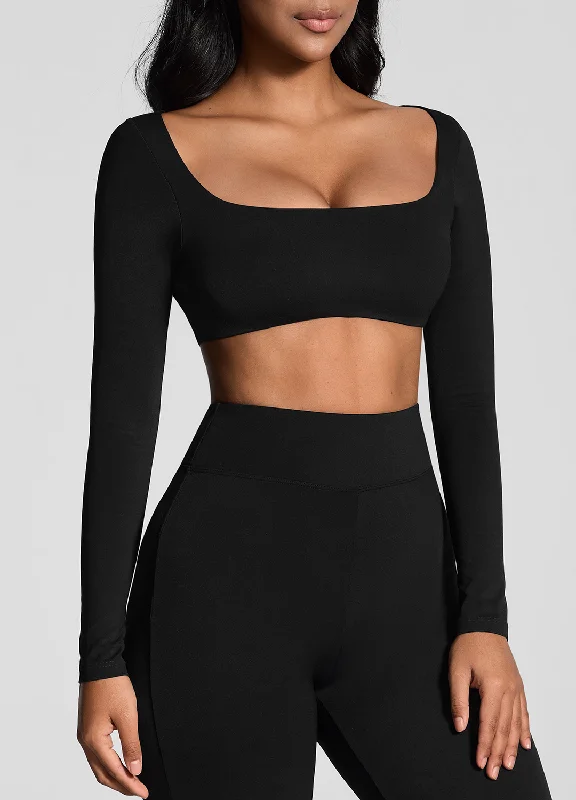 Sports top with firm shape -Square Neck Crop Top