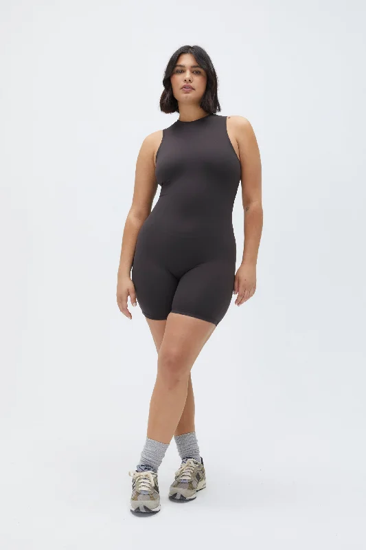 Sports top for wall climbing -Ultimate Sleeveless Romper - Coffee Bean