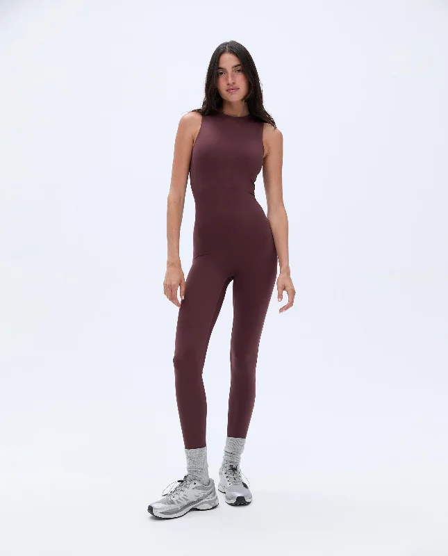 Sports top with sheer trim -Ultimate Sleeveless Unitard - Burgundy