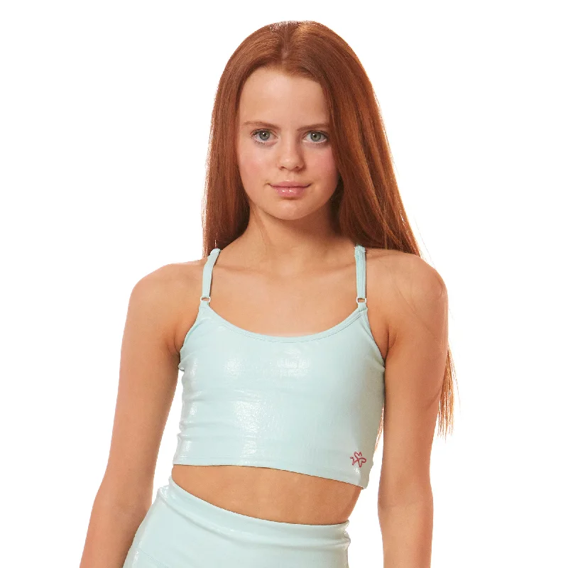 Sports top for foggy trails -Vitality Crop Top - Sky Blue Crocodile