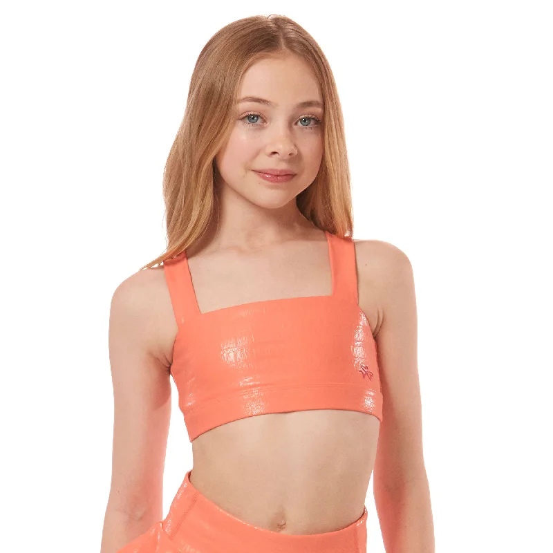 Sports top for handball play -Vitality Bandeau Top - Tangerine Crocodile