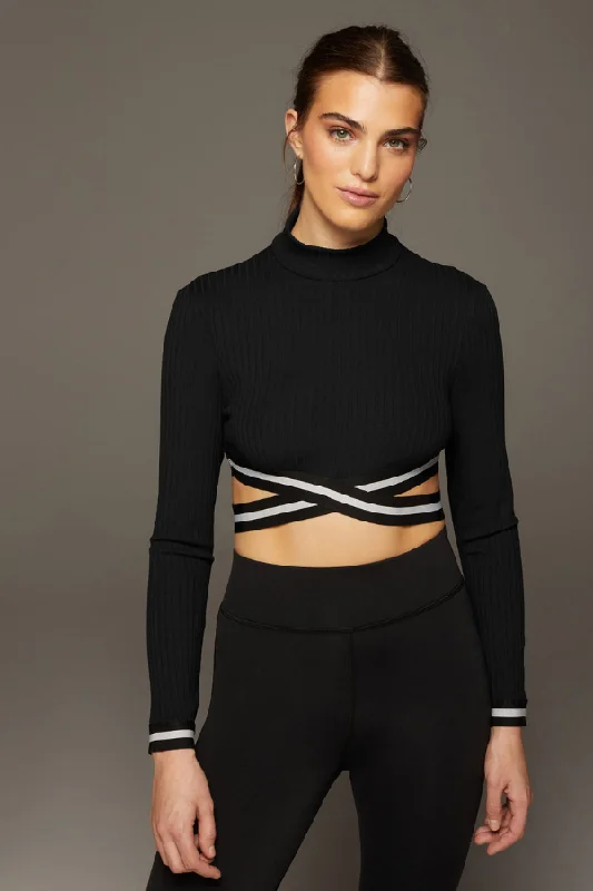 Sports top with snug shape -Apex Ribbed Long Sleeve Top