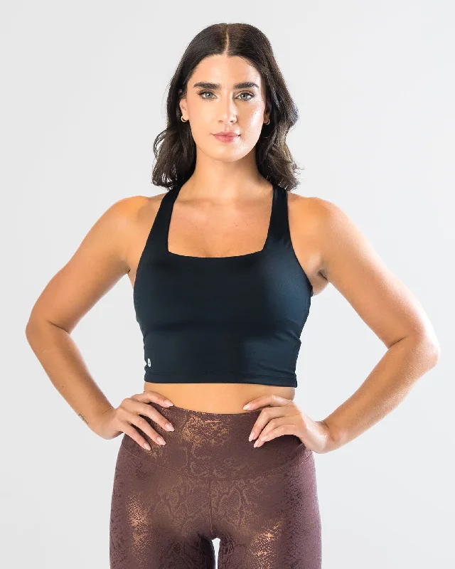 Sports top for shore runs -Lux Performance Crop - Black